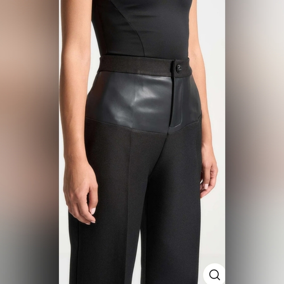 MICAS Women's Black High-Waist Pants W/ Faux Leather Trim. NwT - Picture 5 of 9